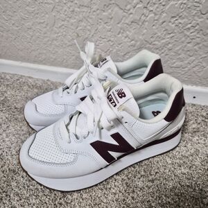 New Balance White and Burgundy Sneakers NEW